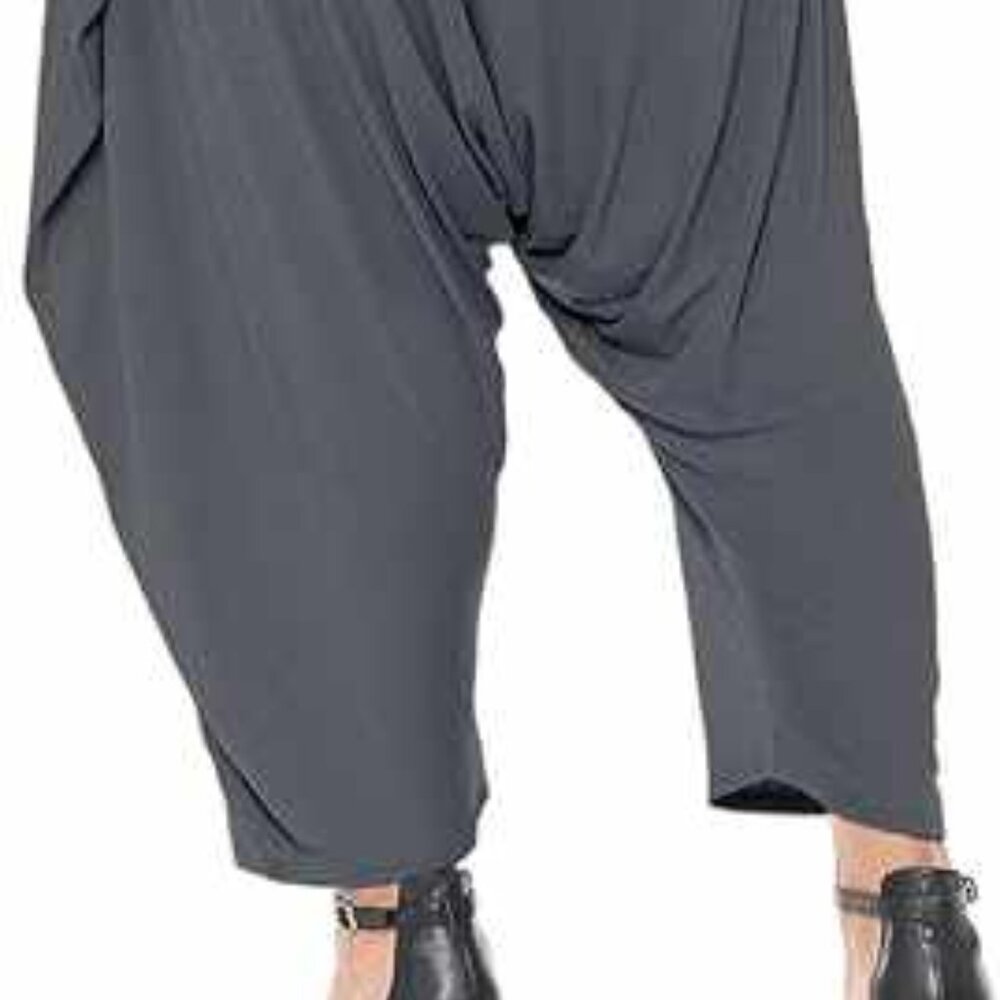 Harem Style Dark Gray Asymmetrical Dress Perfect for Lagenlook Style - Picture 3 of 16